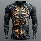 Jackson | Men's Long-Sleeve Skeleton Flame Shirt, Halloween Graphic Tee | The Dress Cellar | Black 1