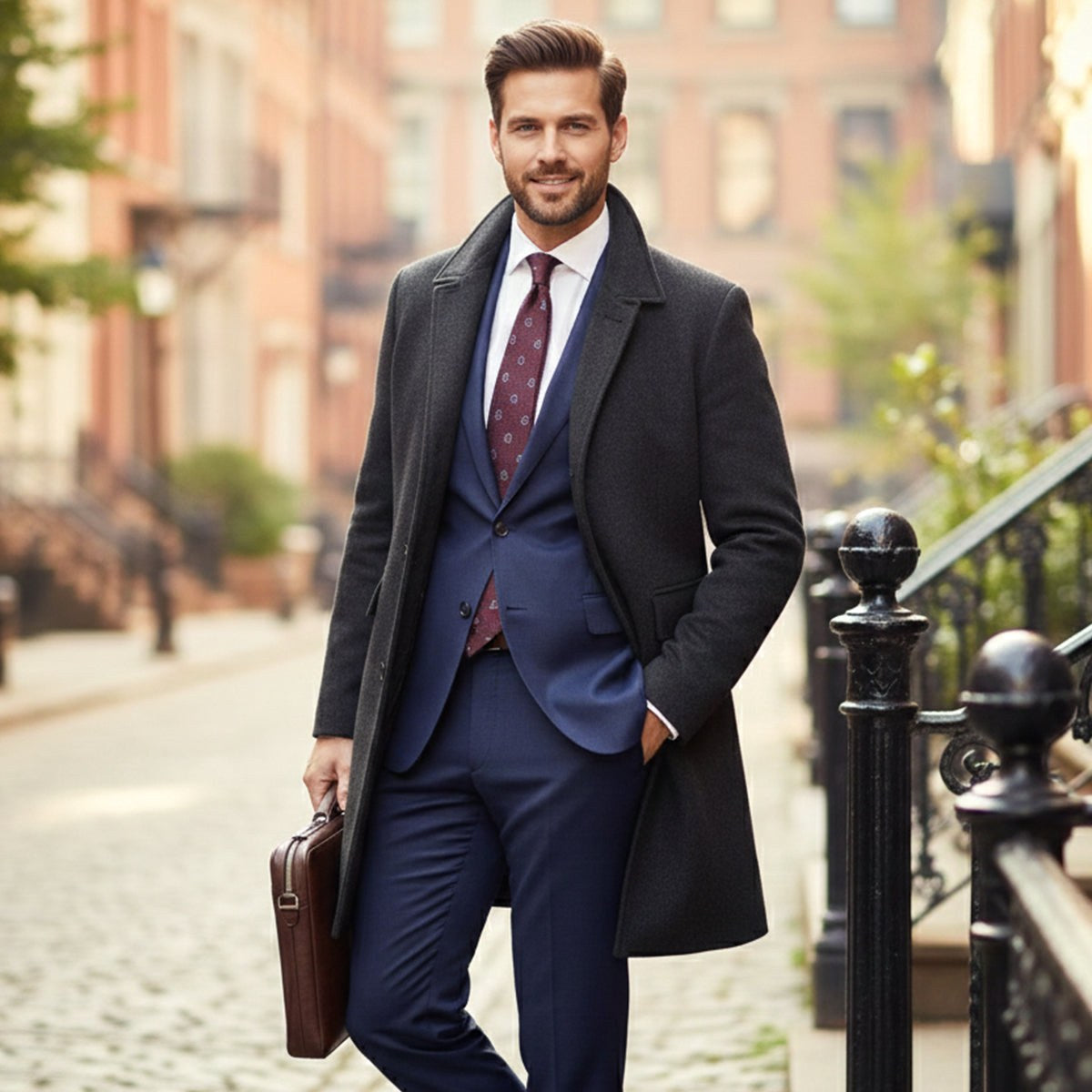 Jackson | Men's Wool Blend Tailored Coat, Longline Autumn Coat | The Dress Cellar