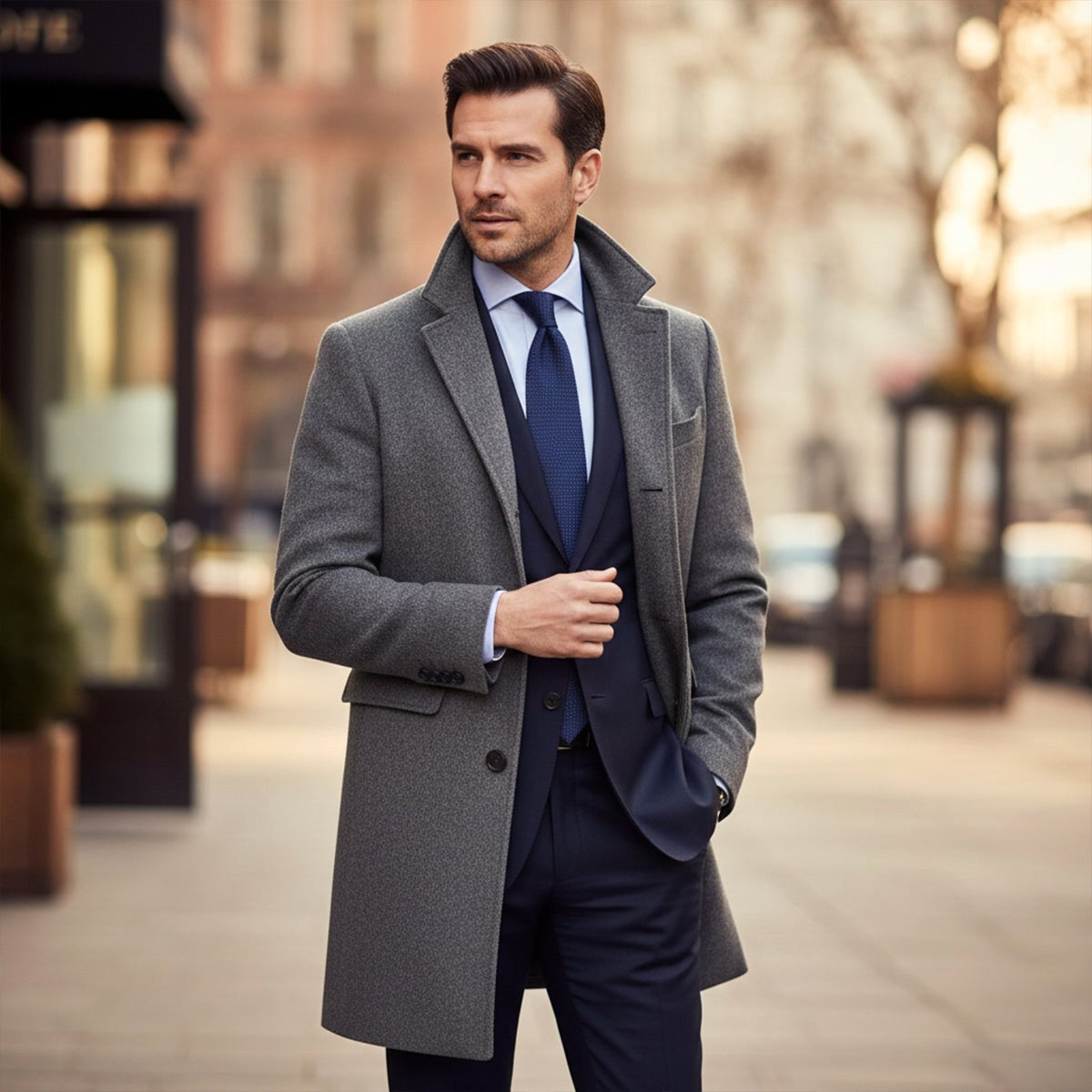 Jackson | Men's Wool Blend Tailored Coat, Longline Autumn Coat | The Dress Cellar