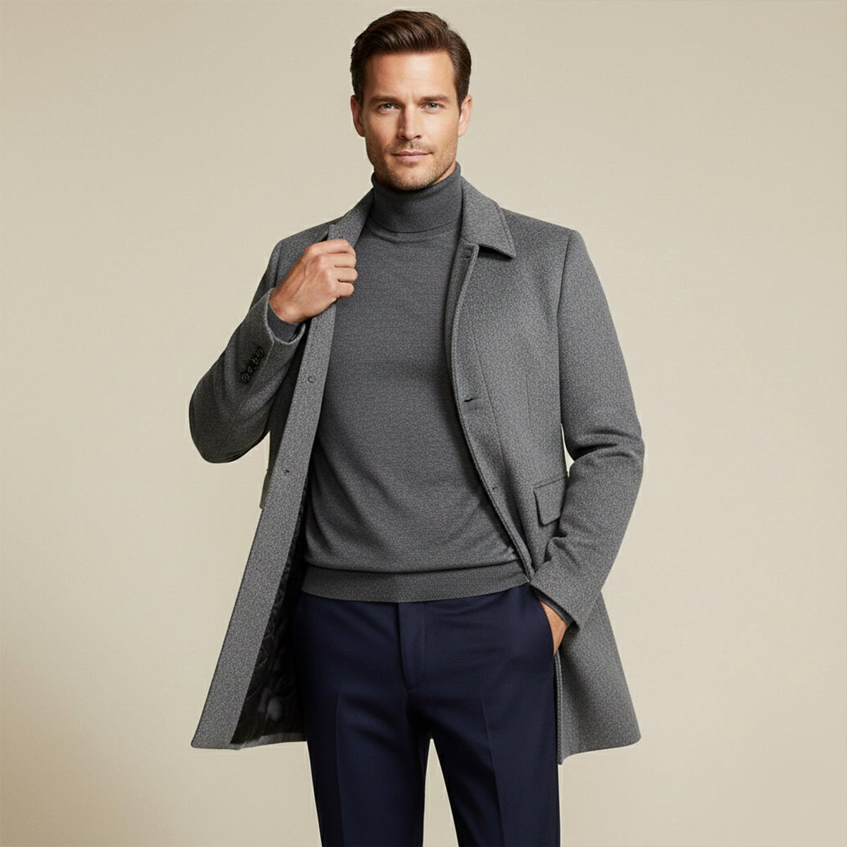 Jackson | Men's Wool Blend Tailored Coat, Longline Autumn Coat | The Dress Cellar