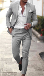 Jacob | Men's Slim-Fit Two-Piece Linen Suit – Elegant Suit | The Dress Cellar