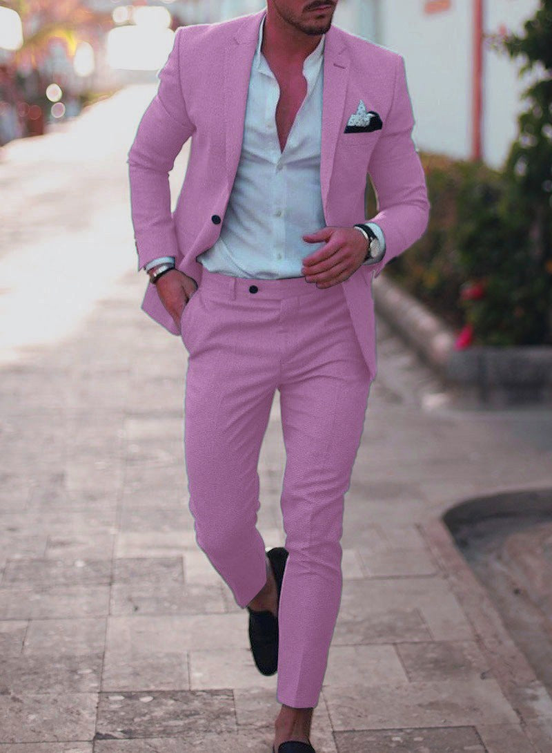 Jacob | Men's Slim-Fit Two-Piece Linen Suit – Elegant Suit | The Dress Cellar
