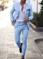 Jacob | Men's Slim-Fit Two-Piece Linen Suit – Elegant Suit | The Dress Cellar