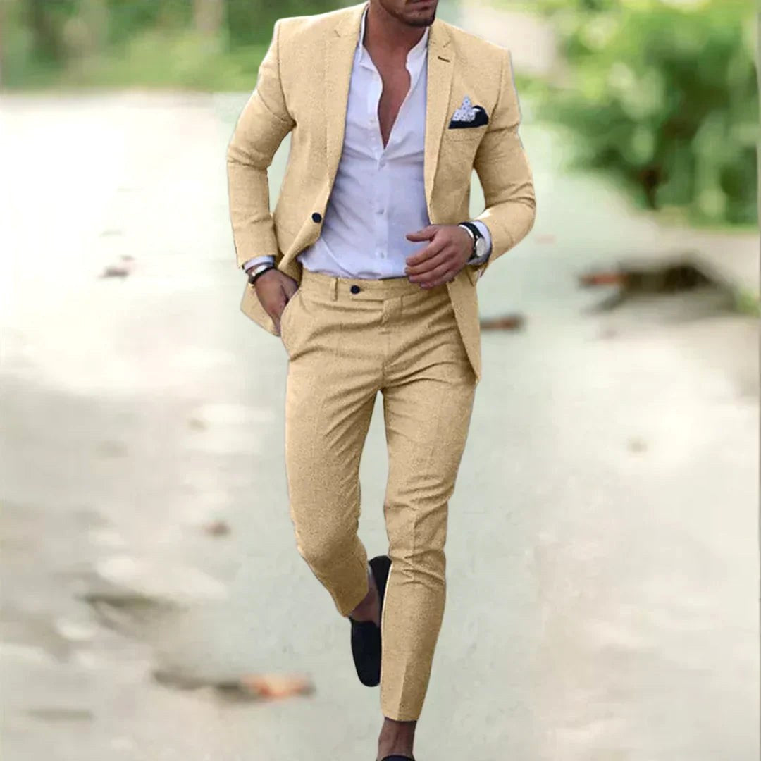 Jacob | Men's Slim-Fit Two-Piece Linen Suit – Elegant Suit | The Dress Cellar