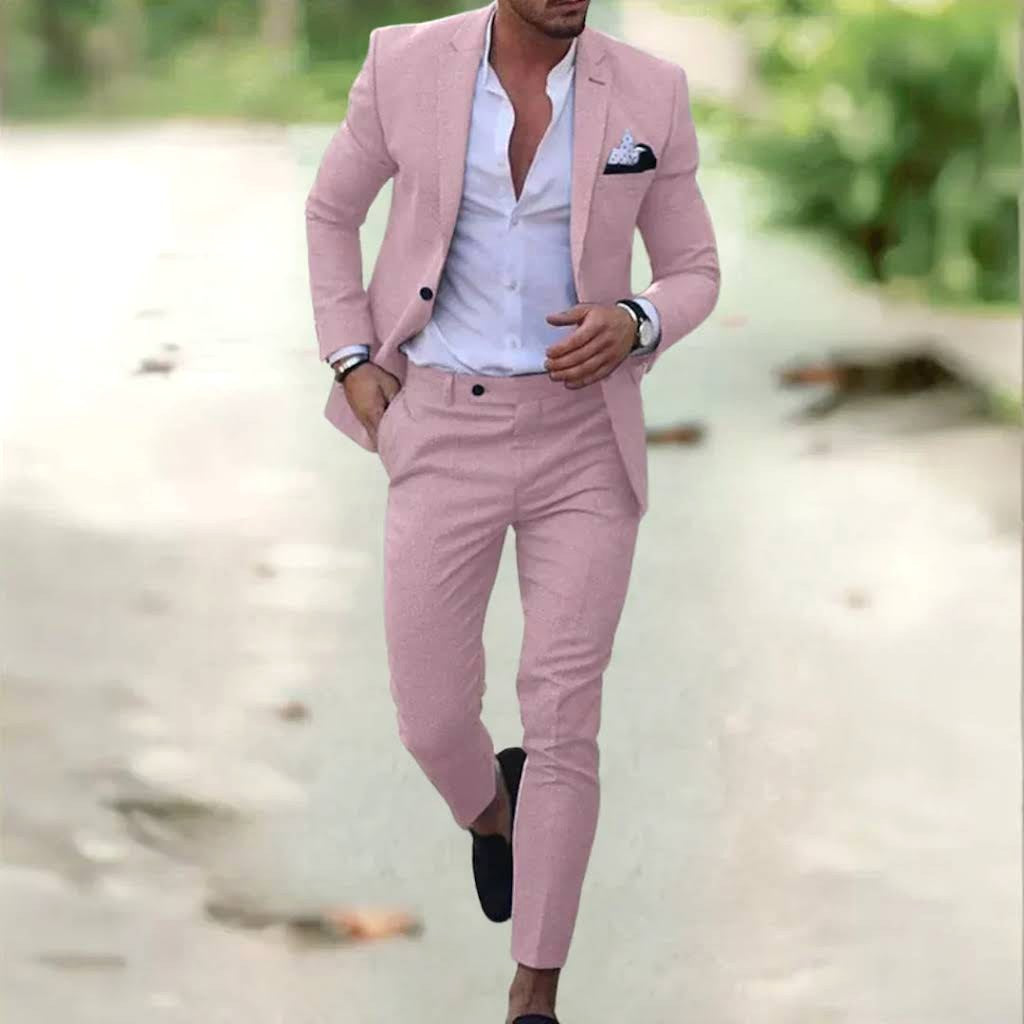 Jacob | Men's Slim-Fit Two-Piece Linen Suit – Elegant Suit | The Dress Cellar