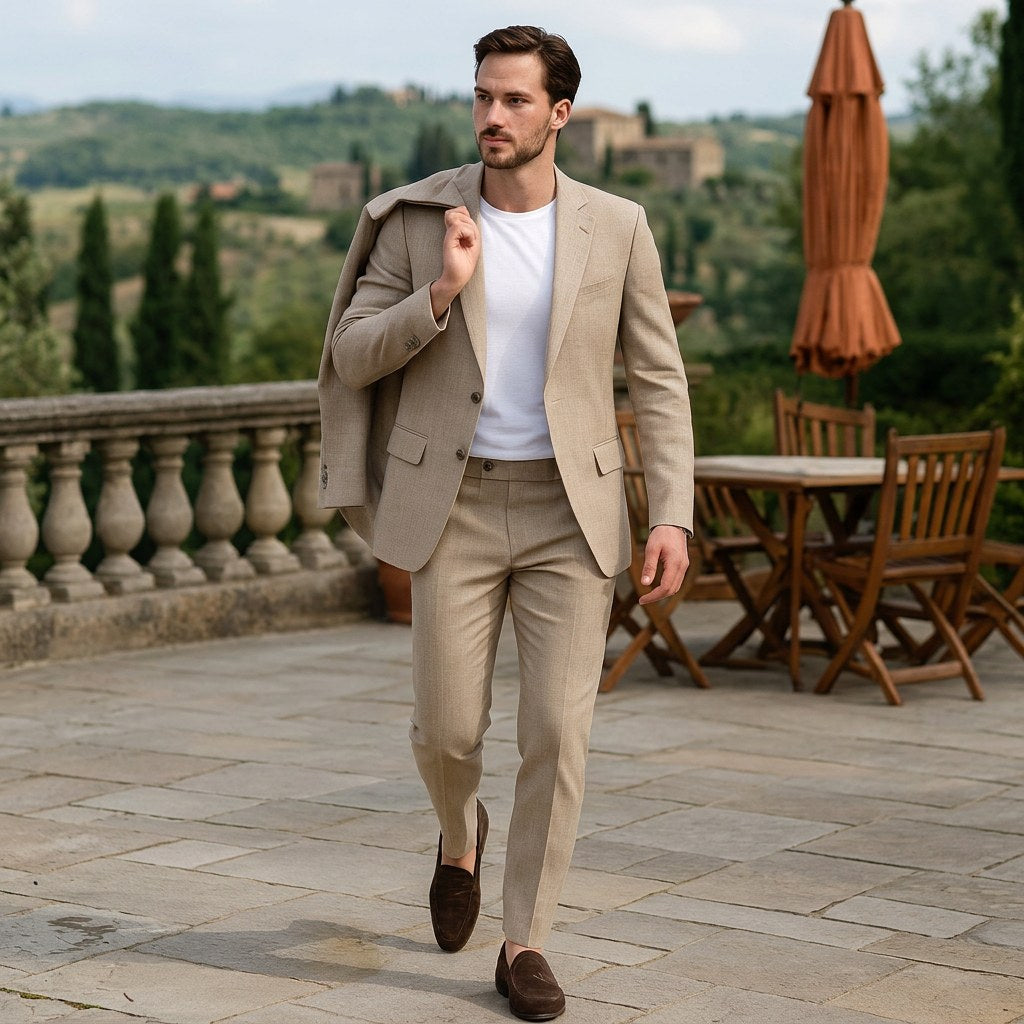 Jacob | Men's Slim-Fit Two-Piece Linen Suit – Elegant Suit | The Dress Cellar