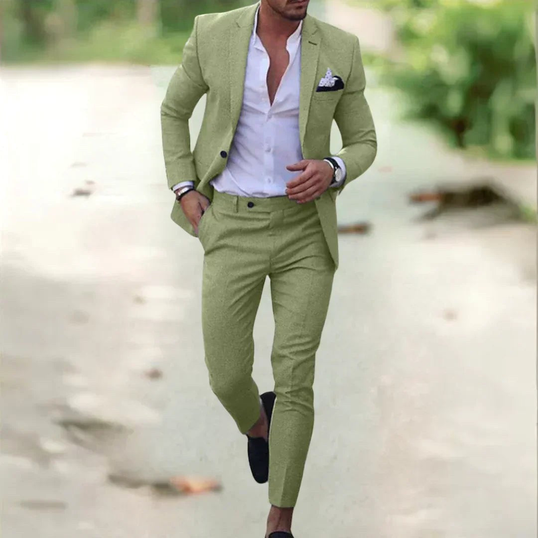 Jacob | Men's Slim-Fit Two-Piece Linen Suit – Elegant Suit | The Dress Cellar