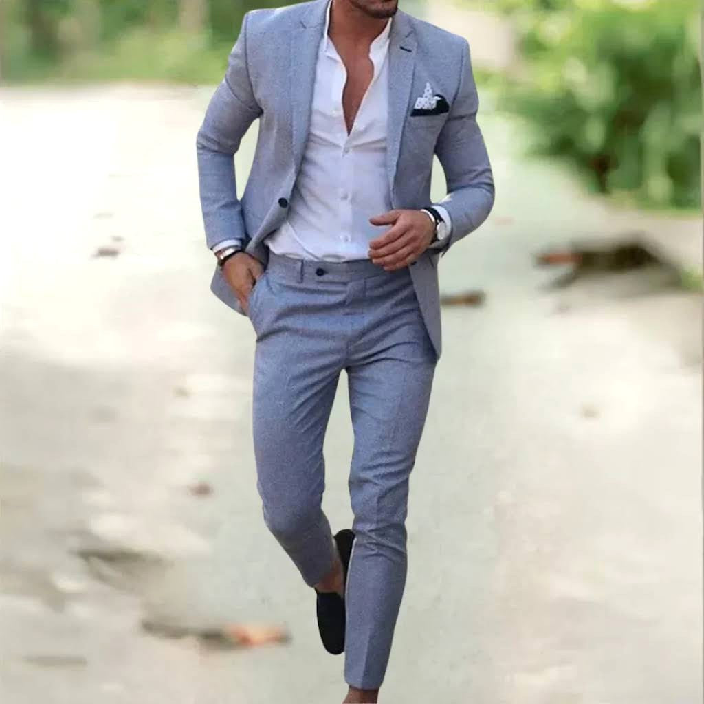Jacob | Men's Slim-Fit Two-Piece Linen Suit – Elegant Suit | The Dress Cellar