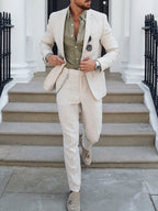 Jacob | Men's Slim-Fit Two-Piece Linen Suit – Elegant Suit | The Dress Cellar