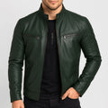 Kevin | Men's Leather Motorcycle Jacket, Stand Collar Biker Jacket | The Dress Cellar