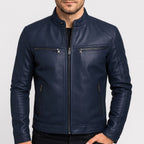 Kevin | Men's Leather Motorcycle Jacket, Stand Collar Biker Jacket | The Dress Cellar