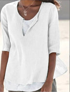 Janet | Women's Layered Casual Blouse - White