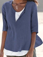 Janet | Women's Layered Casual Blouse - Blue