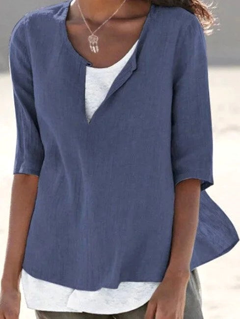 Janet | Women's Layered Casual Blouse - Blue