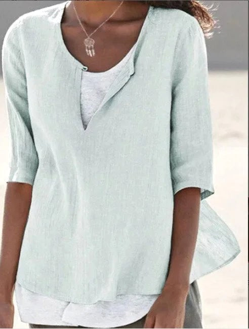 Janet | Women's Layered Casual Blouse - Light Green