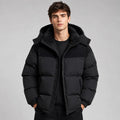 Jared | Men's Oversized Padded Puffer Jacket, Hooded Winter Coat | The Dress Cellar | Black