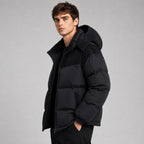 Jared | Men's Oversized Padded Puffer Jacket, Hooded Winter Coat | The Dress Cellar | Dark Green