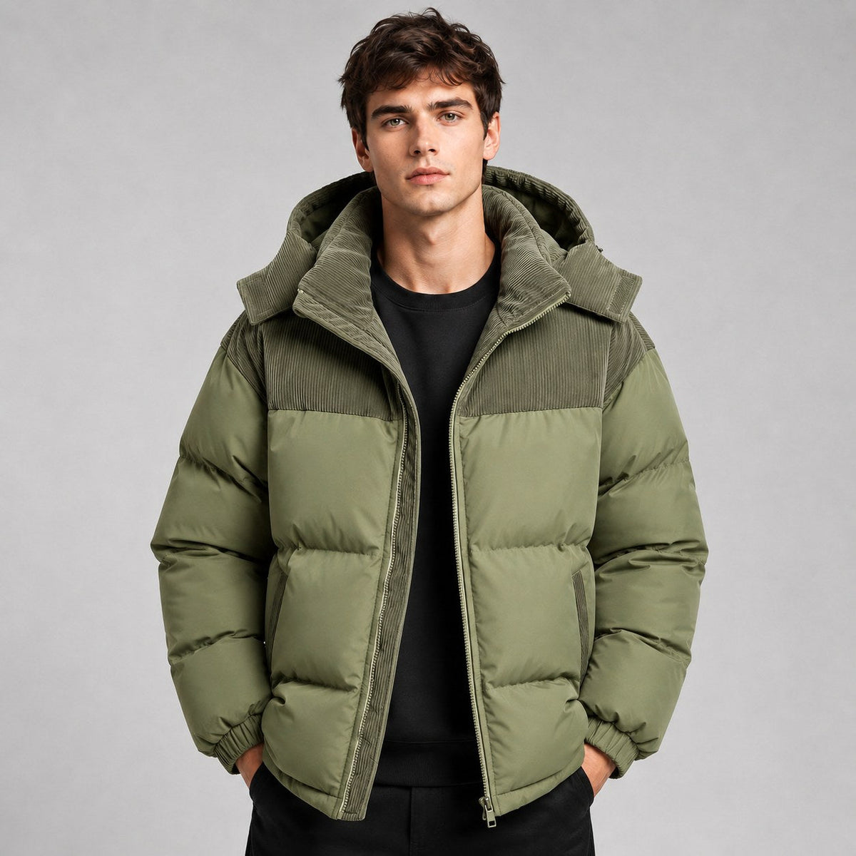 Jared | Men's Oversized Padded Puffer Jacket, Hooded Winter Coat | The Dress Cellar
