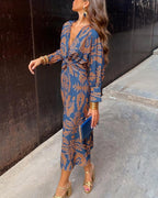 Jasmine | Women's A-Line Maxi Wedding Guest Dress - Blue