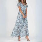 Jasmine | Women's Elegant V-Neck Midi Dress - Pink