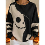 Jenna | Women's Halloween Graphic Crew-Neck Sweatshirt, Festive Graphic Sweater | The Dress Cellar | Black