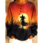 Jenna | Women's Halloween Graphic Crew-Neck Sweatshirt, Festive Graphic Sweater | The Dress Cellar | Orange