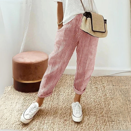 Jessica | Women's Comfort Elastic Waist Pants - Red