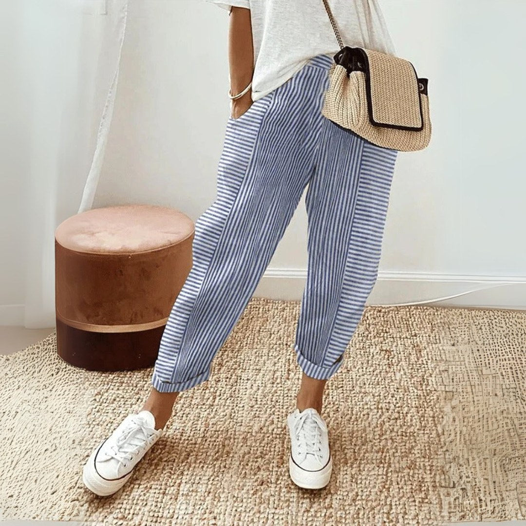 Jessica | Women's Comfort Elastic Waist Pants - Blue