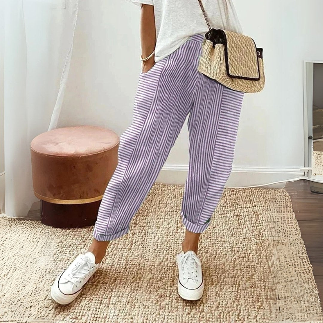 Jessica | Women's Comfort Elastic Waist Pants - Purple
