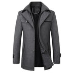 Jonathan | Men's Mid-Length Pea Coat, Notched Lapel Autumn Coat | The Dress Cellar | Grey