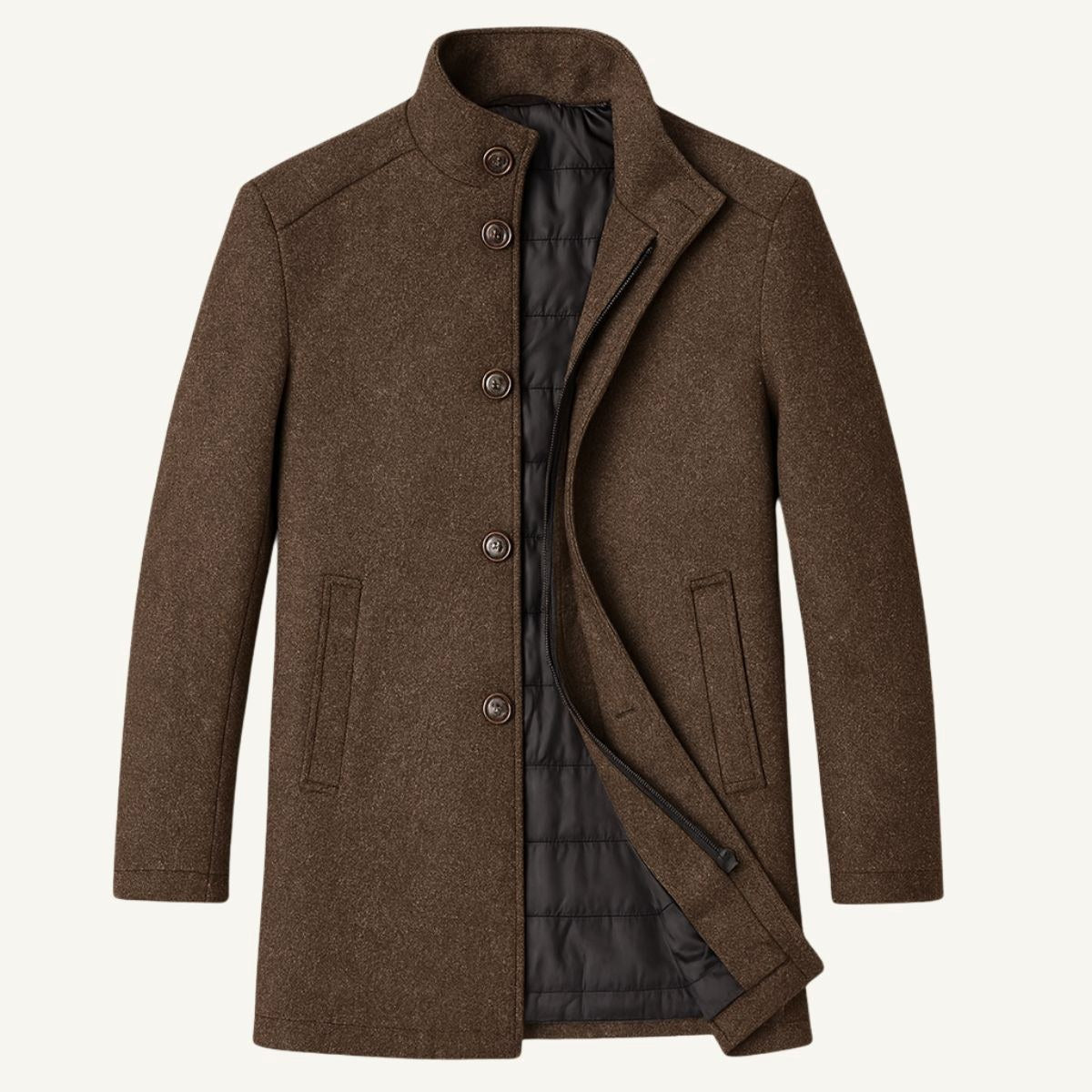 Jordan | Men's Wool Overcoat, Classic Wool Coat | The Dress Cellar | Brown