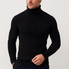 Zachary | Men's Ribbed Turtleneck Sweater, Thermal Knit Fall Sweater | The Dress Cellar