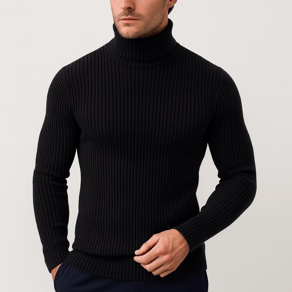 Zachary | Men's Ribbed Turtleneck Sweater, Thermal Knit Fall Sweater | The Dress Cellar