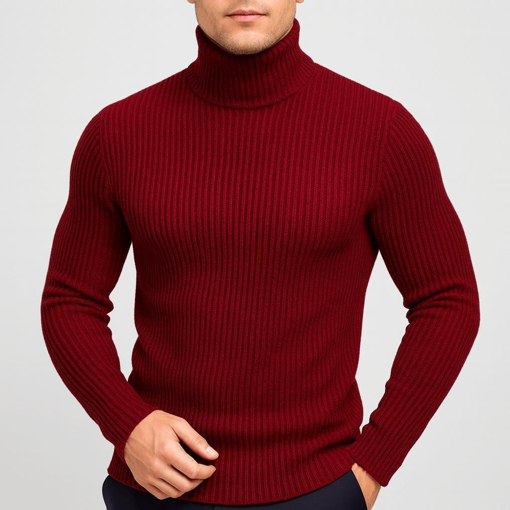 Zachary | Men's Ribbed Turtleneck Sweater, Thermal Knit Fall Sweater | The Dress Cellar