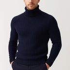 Zachary | Men's Ribbed Turtleneck Sweater, Thermal Knit Fall Sweater | The Dress Cellar