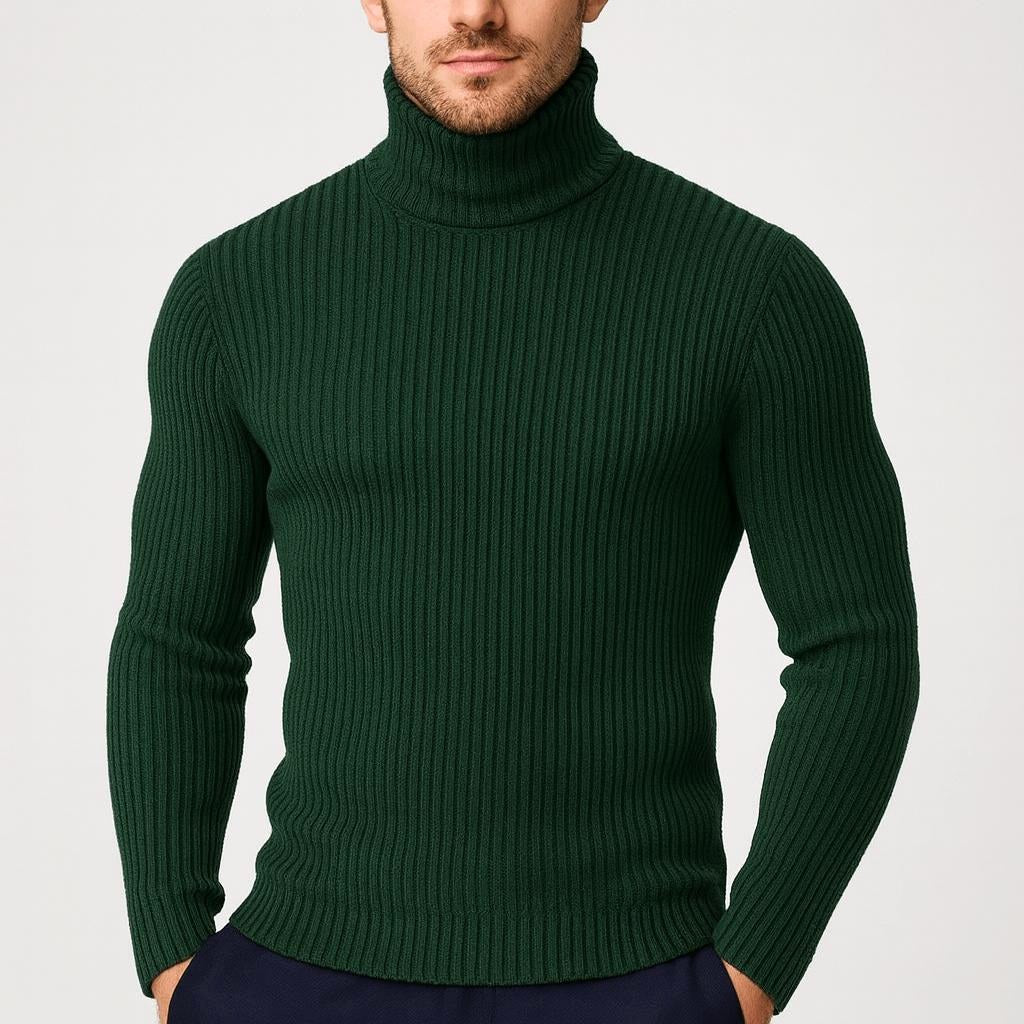 Zachary | Men's Ribbed Turtleneck Sweater, Thermal Knit Fall Sweater | The Dress Cellar