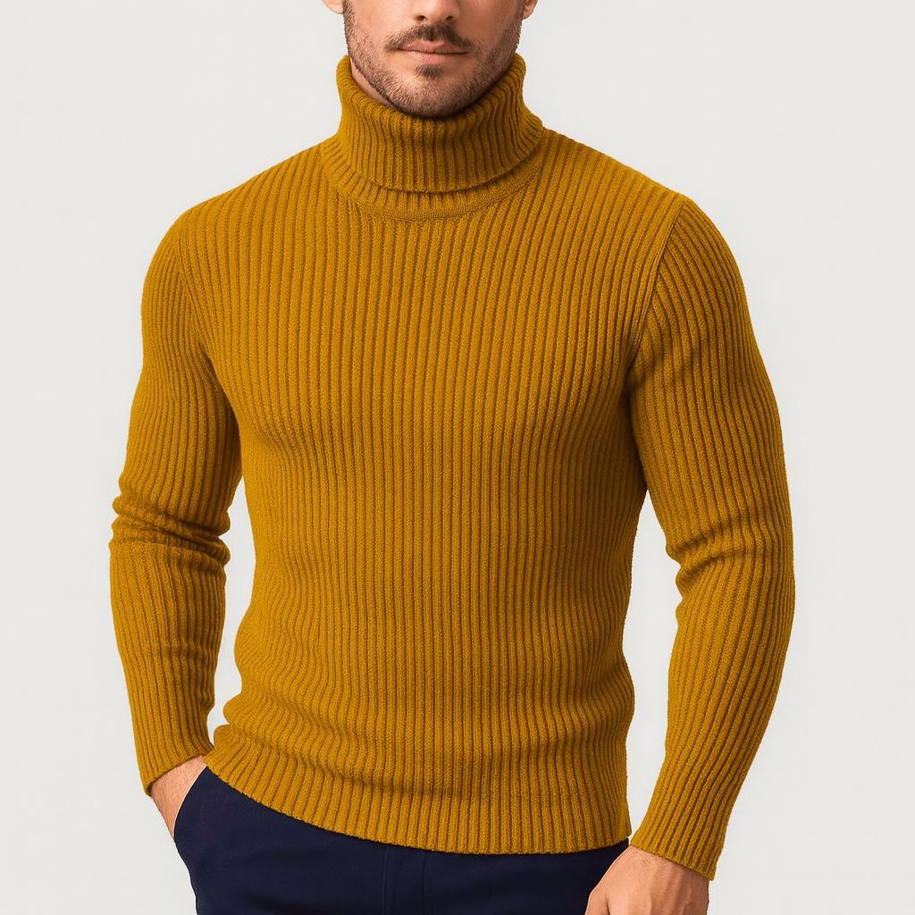 Zachary | Men's Ribbed Turtleneck Sweater, Thermal Knit Fall Sweater | The Dress Cellar