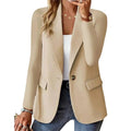 Josephine | Women's Long Sleeve Blazer, Notched Lapel Blazer Suit | The Dress Cellar | Beige