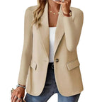 Josephine | Women's Long Sleeve Blazer, Notched Lapel Blazer Suit | The Dress Cellar | Beige