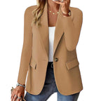 Josephine | Women's Long Sleeve Blazer, Notched Lapel Blazer Suit | The Dress Cellar | Brown
