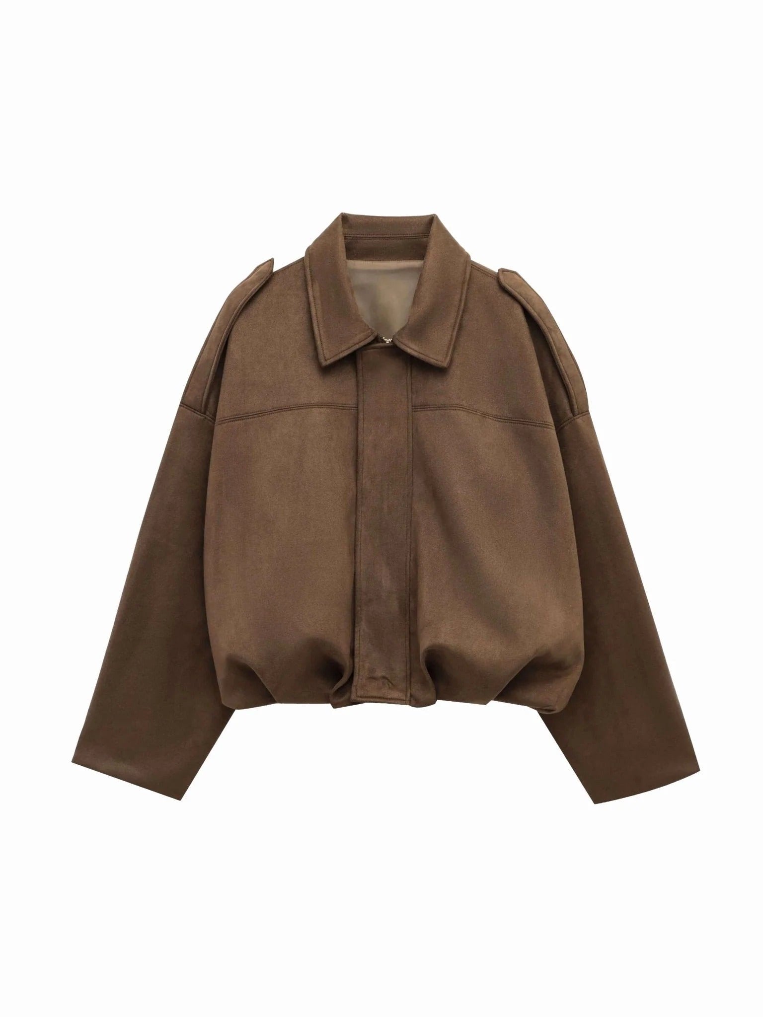 Josette | Women's Faux Suede Collared Bomber Jacket, Structured Collar Jacket | The Dress Cellar