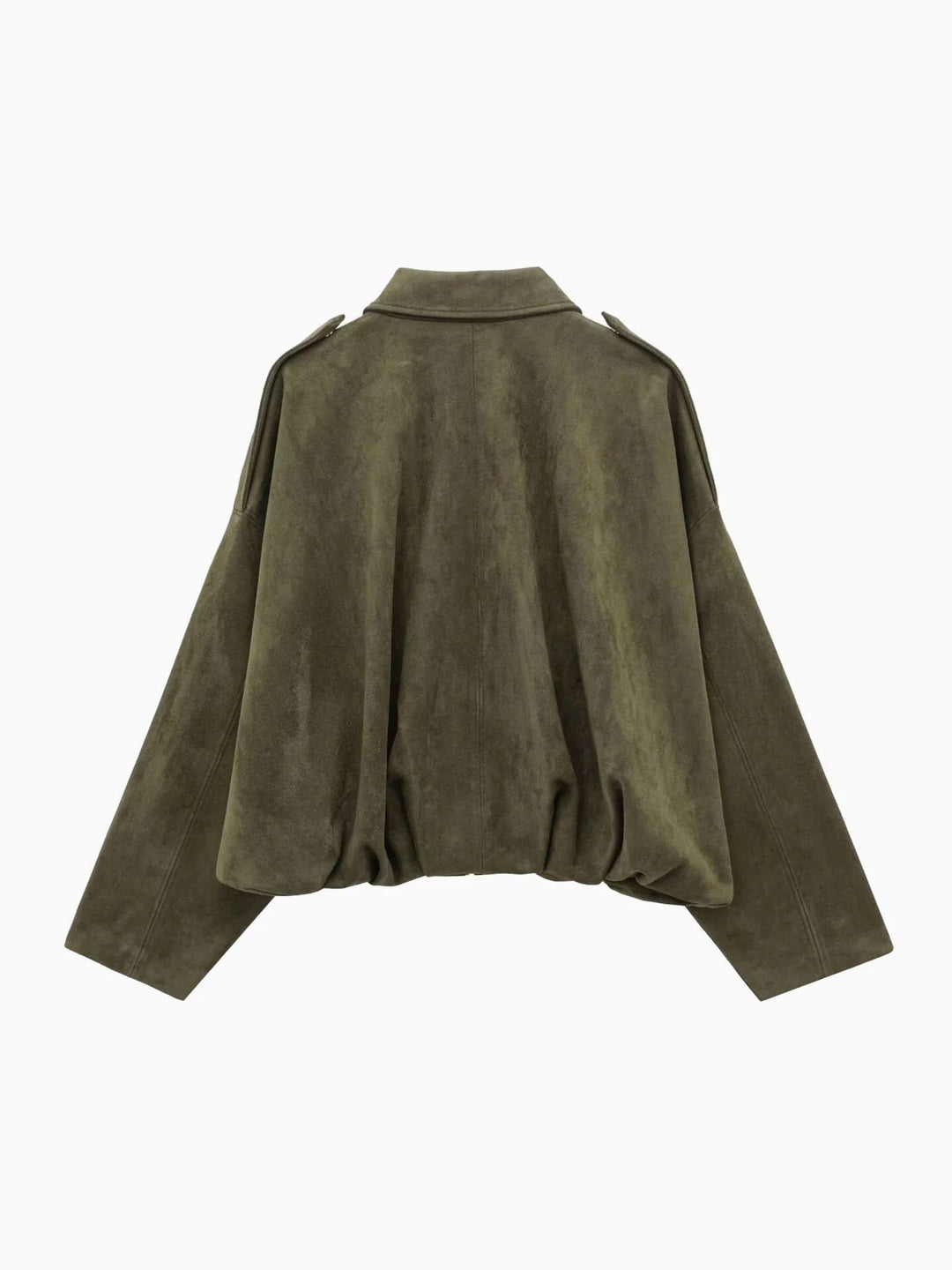 Josette | Women's Faux Suede Collared Bomber Jacket, Structured Collar Jacket | The Dress Cellar | Brown