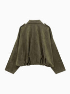 Josette | Women's Faux Suede Collared Bomber Jacket, Structured Collar Jacket | The Dress Cellar | Brown