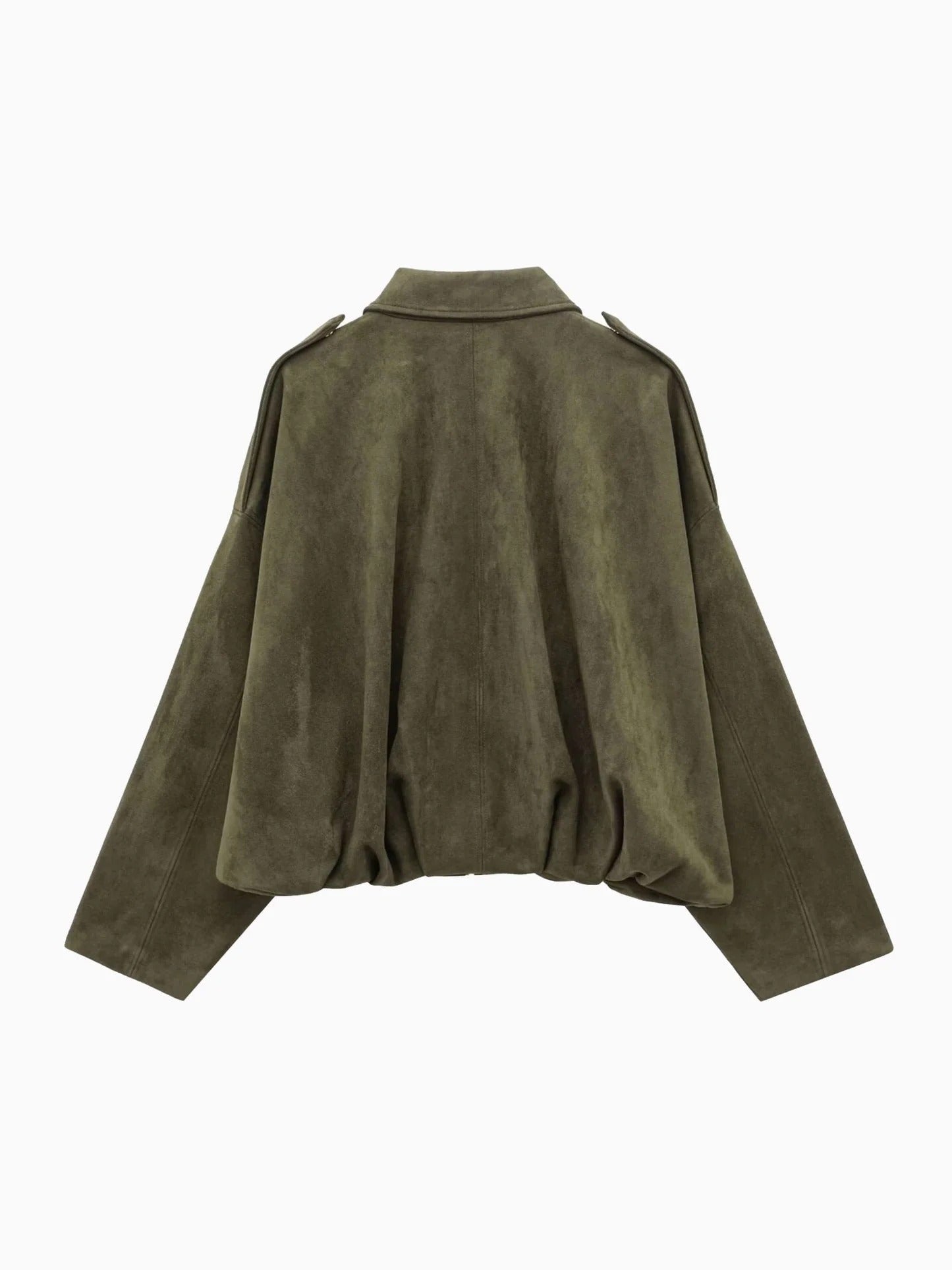 Josette | Women's Faux Suede Collared Bomber Jacket, Structured Collar Jacket | The Dress Cellar | Brown