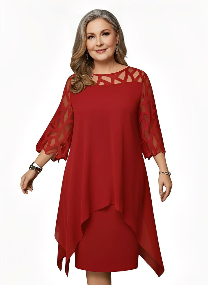 Juliana | Women's Flattering Midi Dress - Red