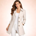 Juliette | Women's Classic Tailored Trench Coat, Lapel Collar Autumn Coat | The Dress Cellar | Beige