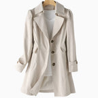 Juliette | Women's Classic Tailored Trench Coat, Lapel Collar Autumn Coat | The Dress Cellar