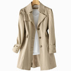 Juliette | Women's Classic Tailored Trench Coat, Lapel Collar Autumn Coat | The Dress Cellar