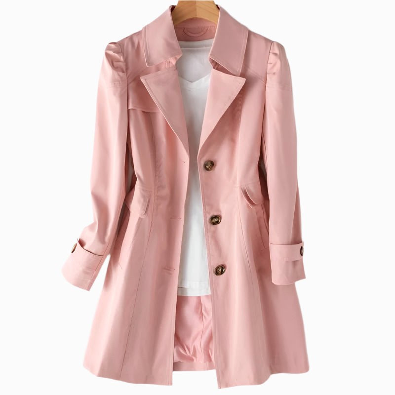 Juliette | Women's Classic Tailored Trench Coat, Lapel Collar Autumn Coat | The Dress Cellar