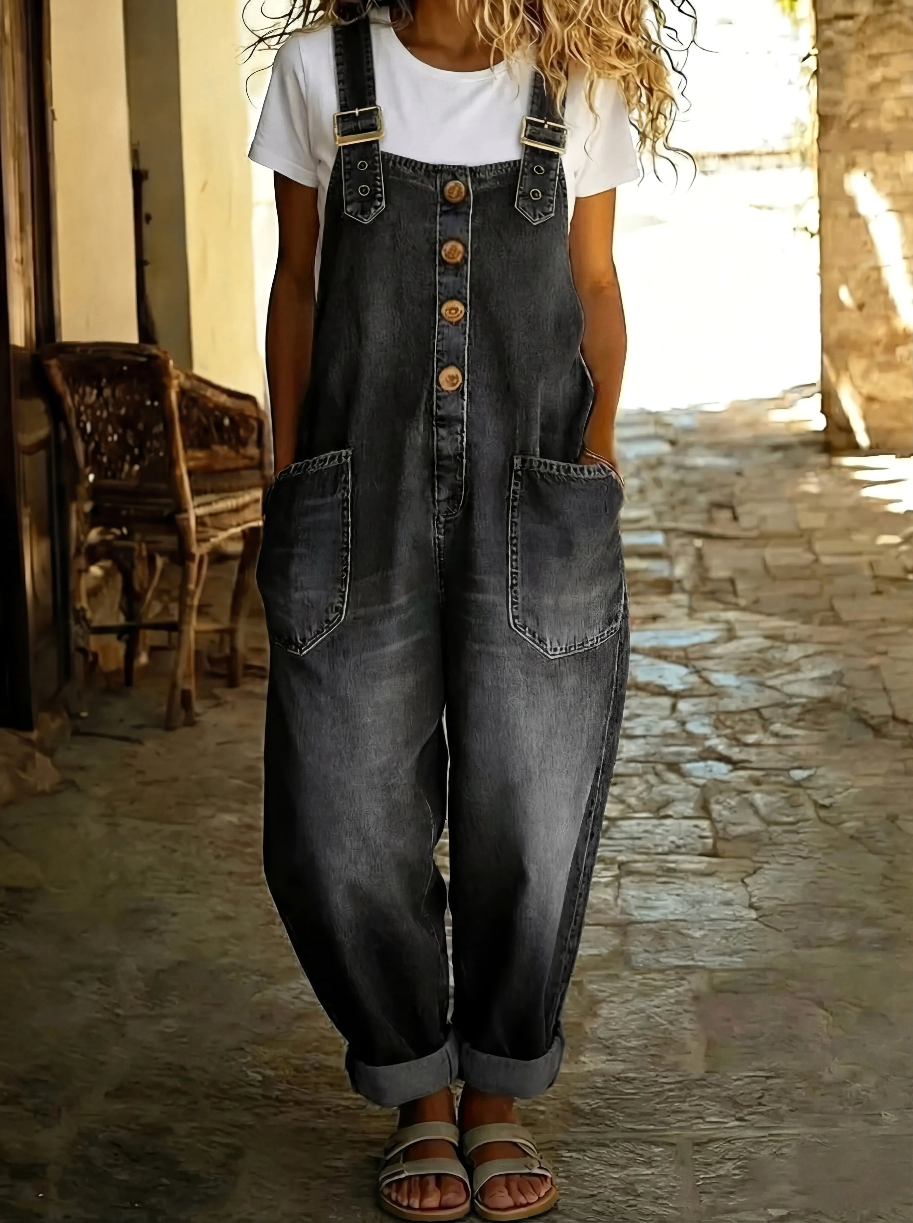 Juliette | Women's Denim Jumpsuit With Adjustable Straps - image 2